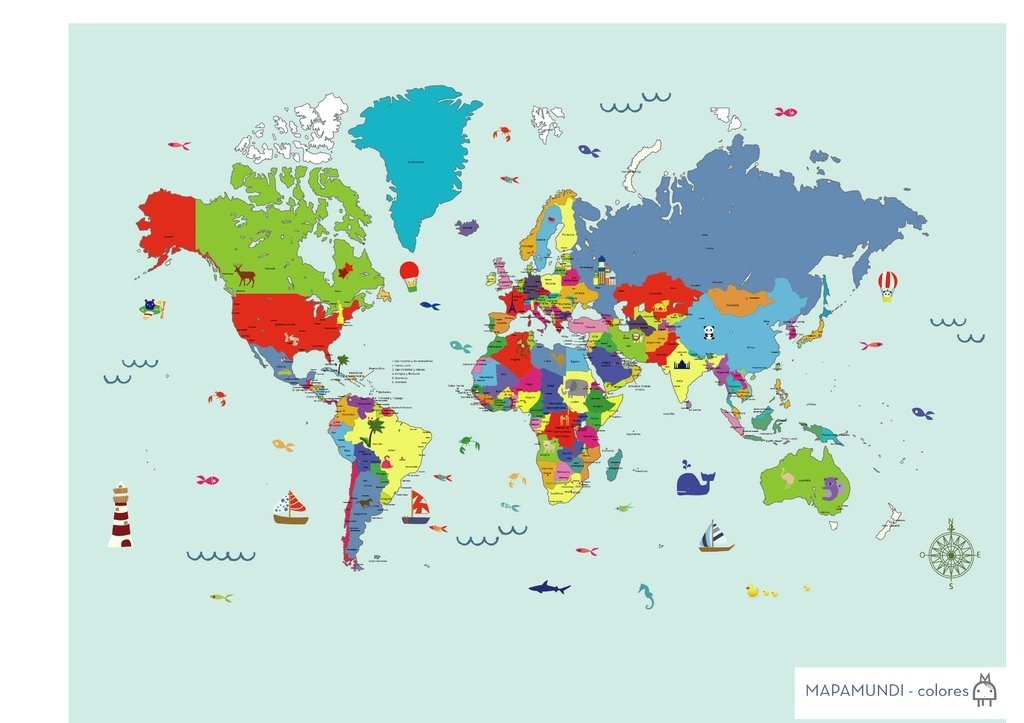 Mapa mundial colorido