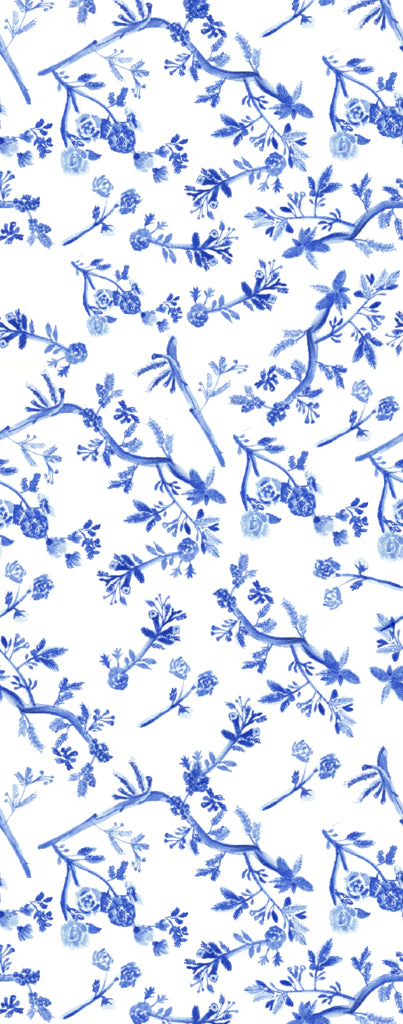 Flores acuarela azul