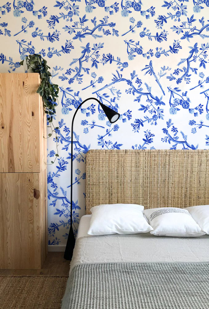 Flores acuarela azul